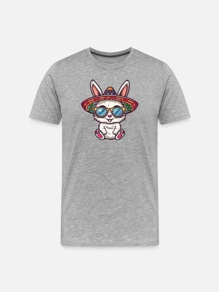 Bunny Comic Sombrero drôle - T-shirt bio Premium Homme - gris chiné