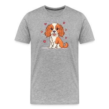 Cavalier Spaniel (Comic) - Männer Premium Bio T-Shirt - Grau meliert - Vorne - Damien (186cm)