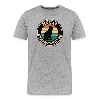 Meine Katze versteht mich Retro Sonnenuntergang - Männer Premium Bio T-Shirt - Grau meliert - Vorne - Damien (186cm)