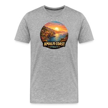 Vacances au coucher du soleil sur la côte amalfitaine, Italie - T-shirt bio Premium Homme - gris chiné - Devant - Damien (186cm)