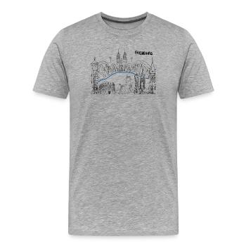 Freiburg Skyline  - Männer Premium Bio T-Shirt - Grau meliert - Vorne - Damien (186cm)