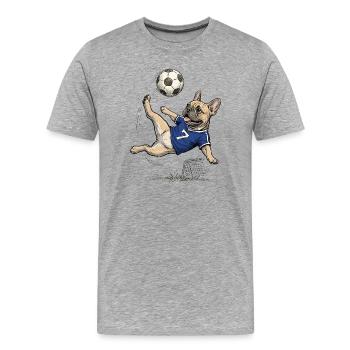 Art rétro de l’attaquant rétro du Bulldog Football Pro Français - T-shirt bio Premium Homme - gris chiné - Devant - Damien (186cm)