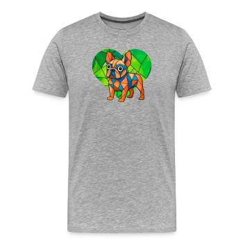 Art rétro de l’attaquant rétro du Bulldog Football Pro Français - T-shirt bio Premium Homme - gris chiné - Devant - Damien (186cm)