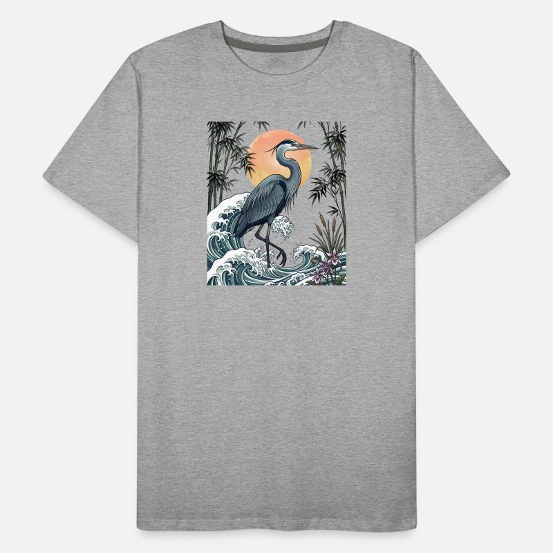 Große Blaureiher Great Wave Küstentierkunst Männer Premium Bio T-Shirt