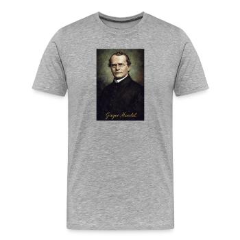 Gregor Mendel – Portrait génétique vintage - T-shirt bio Premium Homme - gris chiné - Devant - Damien (186cm)