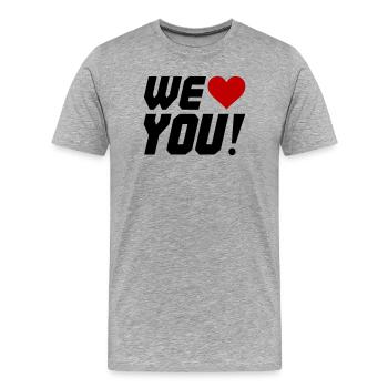 Silhouette en contraste de cœur - T-shirt bio Premium Homme - gris chiné - Devant - Damien (186cm)