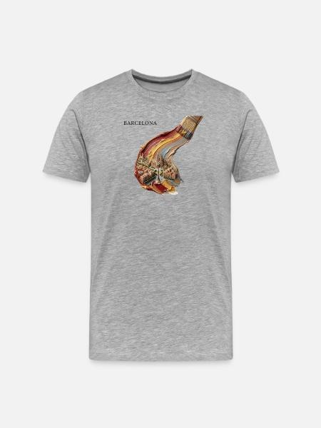 Barcelona im Farbwirbel - Männer Premium Bio T-Shirt - Grau meliert