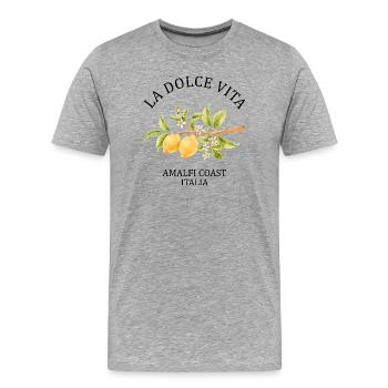 T-shirt Limoncello Côte Amalfitaine Italie - T-shirt bio Premium Homme - gris chiné - Devant - Damien (186cm)