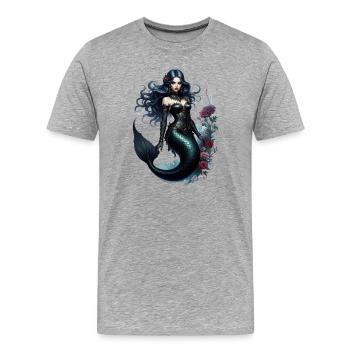 Gothic Meerjungfrau - Männer Premium Bio T-Shirt - Grau meliert - Vorne - Damien (186cm)