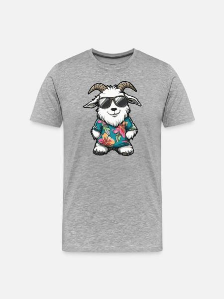 Mountain Goat Comic Vacation - Men's Premium Organic T-Shirt - heather grey