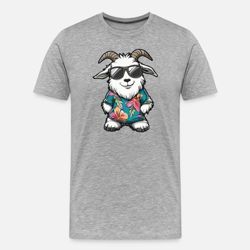 Bergziege Comic Urlaub - Männer Premium Bio T-Shirt - Grau meliert