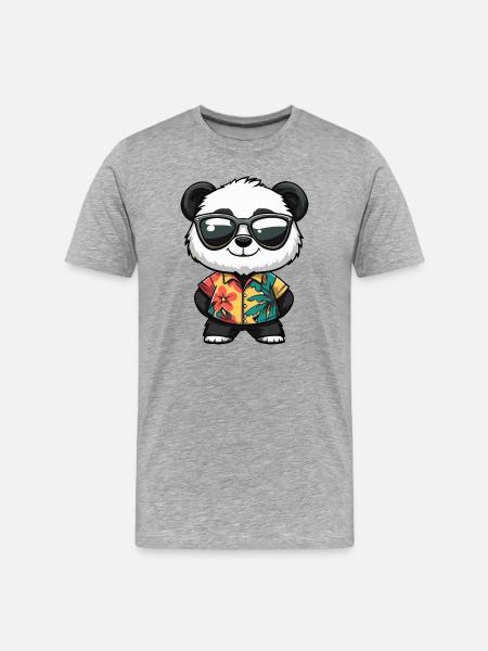 Vacances Panda Comic - T-shirt bio Premium Homme - gris chiné