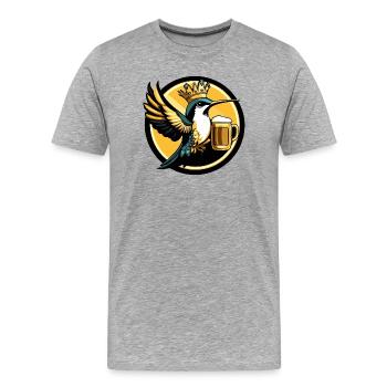 Bière Colibri Oiseau Drôle - T-shirt bio Premium Homme - gris chiné - Devant - Damien (186cm)