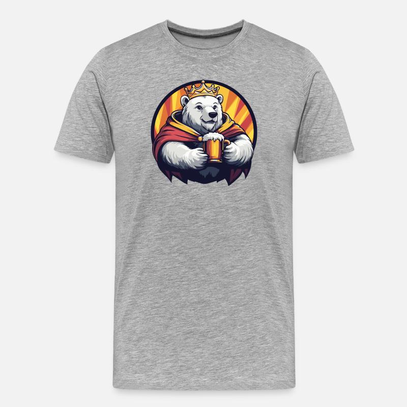 Eisbär Bier Lustig - Männer Premium Bio T-Shirt - Grau meliert