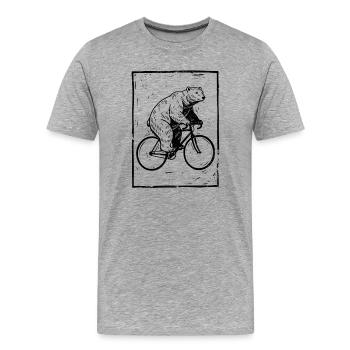 Bear on Road Bike Gift for Road Cyclist - Men's Premium Organic T-Shirt - heather grey - Front - Damien (186cm)