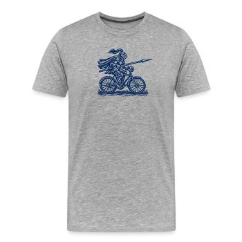 Ritter mit Lanze auf Fahrrad - Mittelalter Humor - Männer Premium Bio T-Shirt - Grau meliert - Vorne - Damien (186cm)