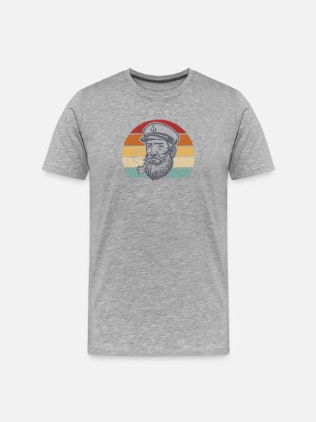 Captain Retro Boater Seafarer Sailor - Men's Premium Organic T-Shirt - heather grey