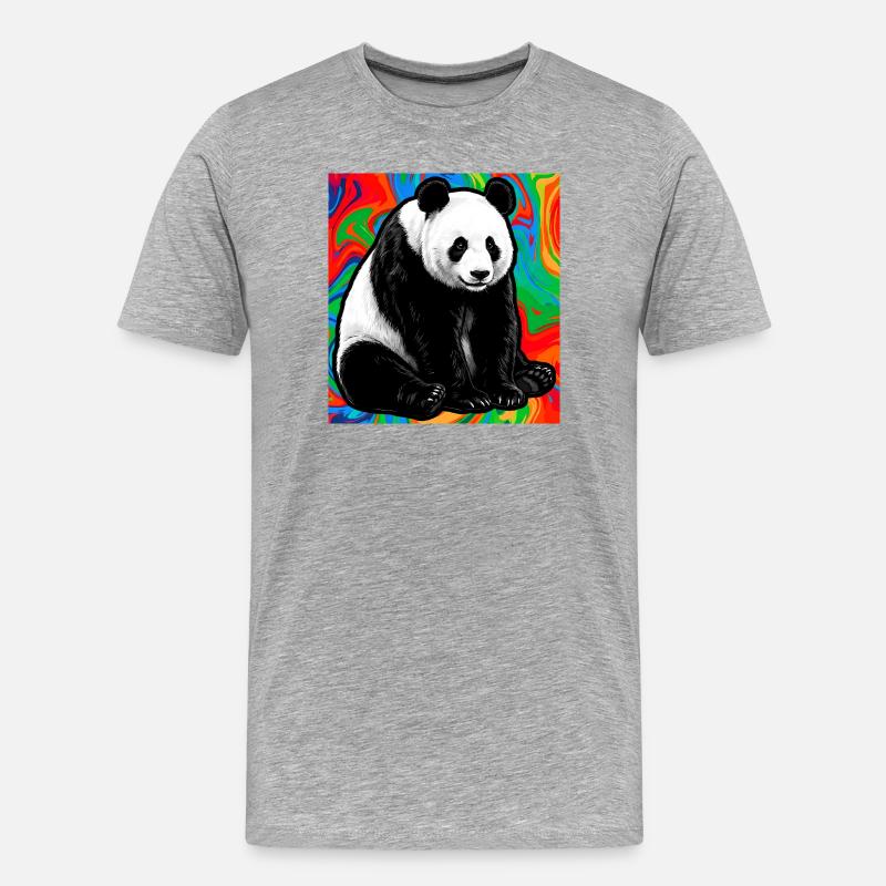 Panda - Männer Premium Bio T-Shirt - Grau meliert