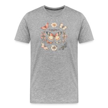 Papillon monarque Bohème Cottagecore - T-shirt bio Premium Homme - gris chiné - Devant - Damien (186cm)