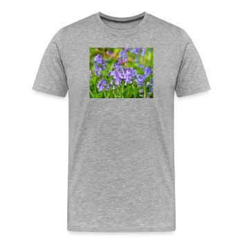 Bluebell - Violet Spring Bloom - Men's Premium Organic T-Shirt - heather grey - Front - Damien (186cm)