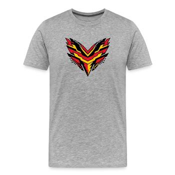 V-Pixelsturm Kontrast-Logo - Männer Premium Bio T-Shirt - Grau meliert - Vorne - Damien (186cm)