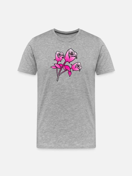Rosen - Männer Premium Bio T-Shirt - Grau meliert