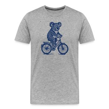 Koala auf Fahrrad Vintage Tier Illustration - Männer Premium Bio T-Shirt - Grau meliert - Vorne - Damien (186cm)