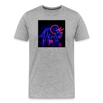 Néon Tricératops Lumière Néon - T-shirt bio Premium Homme - gris chiné - Devant - Damien (186cm)
