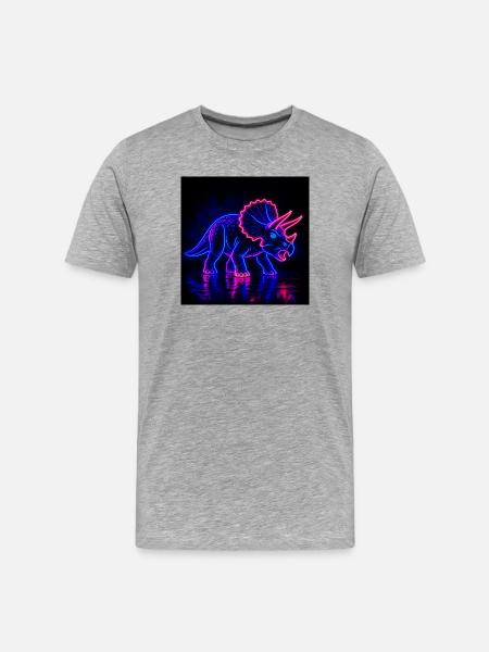 Neon Triceratops Neon Light - Men's Premium Organic T-Shirt - heather grey