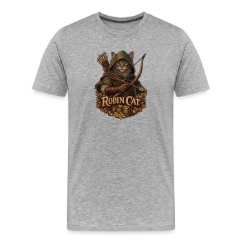 Robin-Katzen-Bogenschütze-Fantasy - Männer Premium Bio T-Shirt - Grau meliert - Vorne - Damien (186cm)