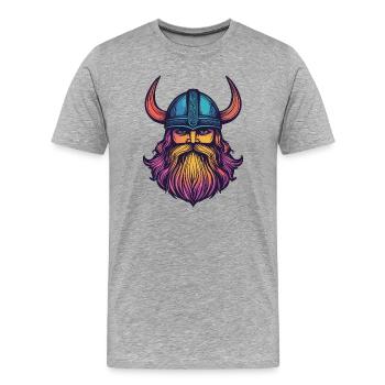 Wikinger Helm - Männer Premium Bio T-Shirt - Grau meliert - Vorne - Damien (186cm)