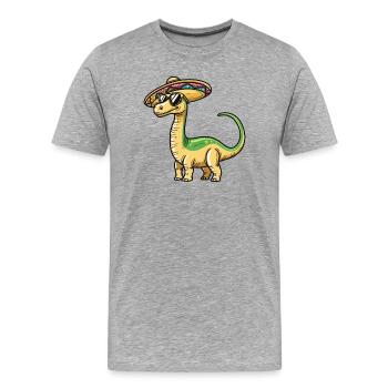 Dinosaurier brontosaurus Sombrero - Männer Premium Bio T-Shirt - Grau meliert - Vorne - Damien (186cm)