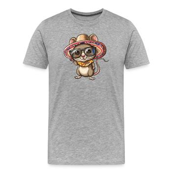 Sombrero drôle de Mouse Comic - T-shirt bio Premium Homme - gris chiné - Devant - Damien (186cm)