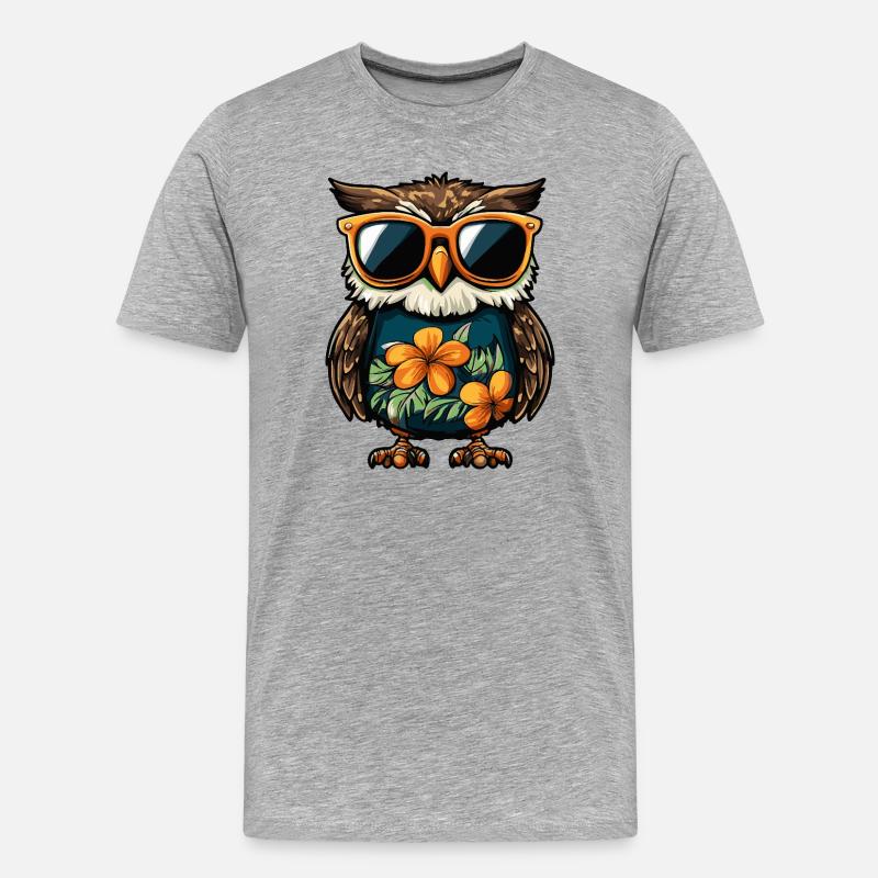 Eule Comic Urlaub - Männer Premium Bio T-Shirt - Grau meliert