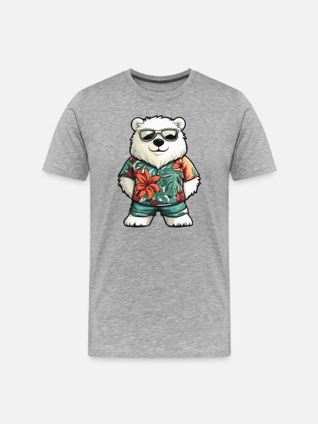 Polar Bear Comic Vacation - Men's Premium Organic T-Shirt - heather grey
