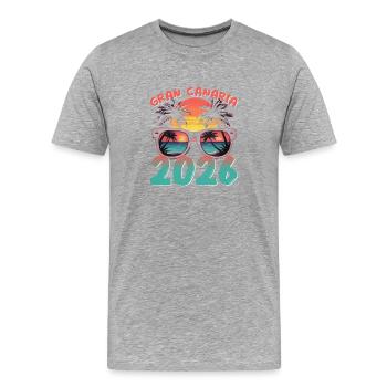 Gran Canaria 2026 - Männer Premium Bio T-Shirt - Grau meliert - Vorne - Damien (186cm)