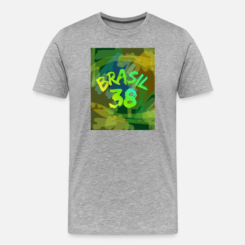 Brasil 38 Neon Pinsel - Männer Premium Bio T-Shirt - Grau meliert