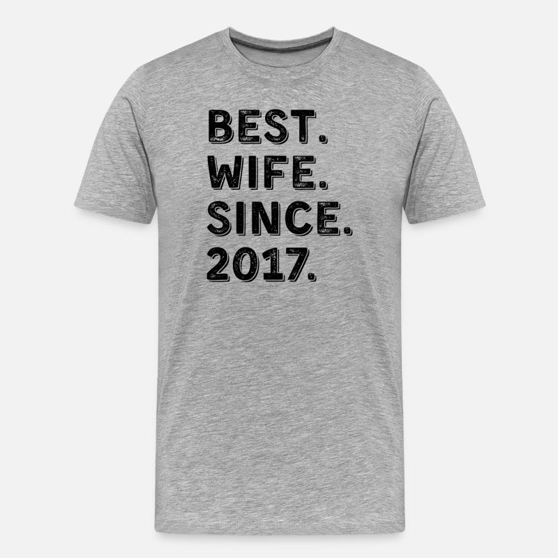 Beste Ehefrau seit 2017 9-jähriges Jubiläumsgeschenk - Männer Premium Bio T-Shirt - Grau meliert