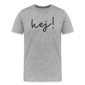 Hej – Skandinavisches Wortdesign - Männer Premium Bio T-Shirt - Grau meliert - Vorne - Damien (186cm)