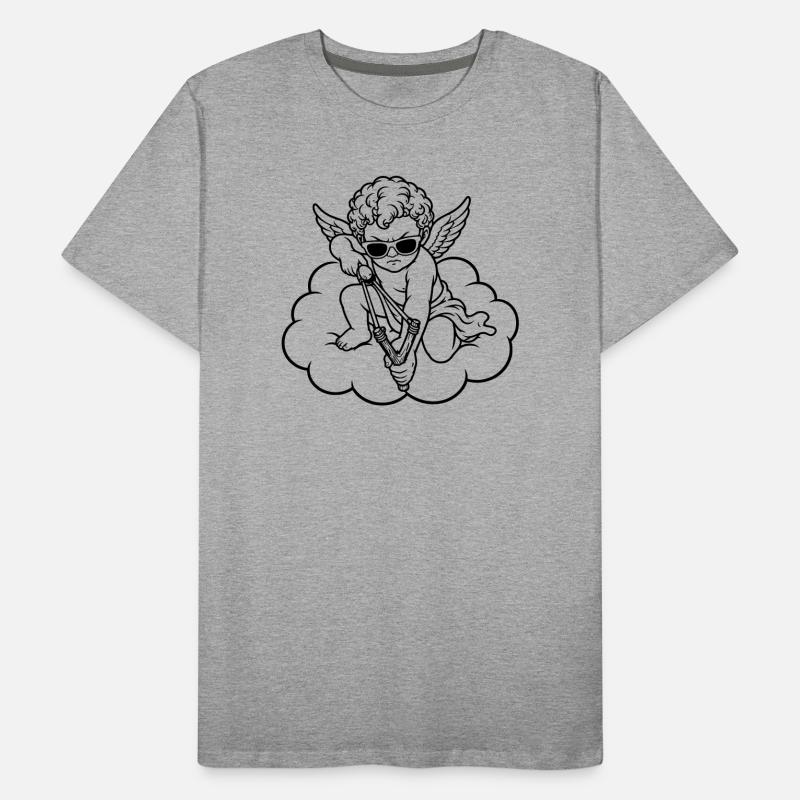 Wütender Cherub mit Steinschleuder Männer Premium Bio T-Shirt