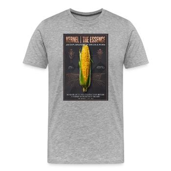 Essence du noyau : Origine & Forme - T-shirt bio Premium Homme - gris chiné - Devant - Damien (186cm)