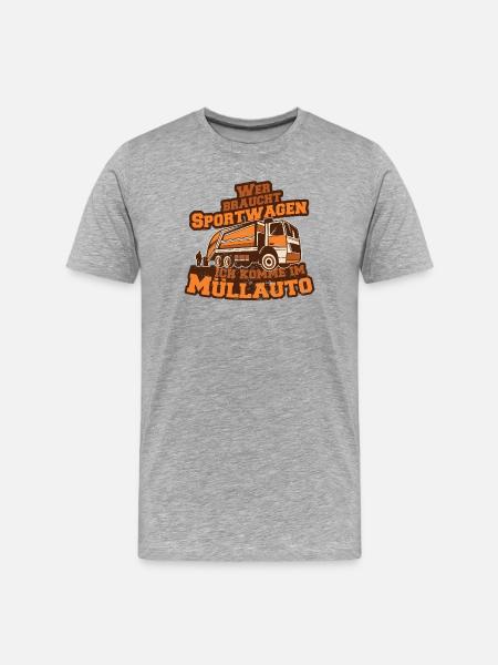 Müllauto Spruch - Männer Premium Bio T-Shirt - Grau meliert
