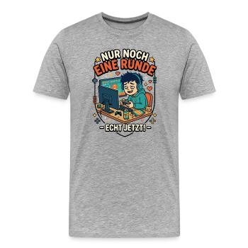 Gamer Comic Nur noch eine Runde Echt jetzt - Männer Premium Bio T-Shirt - Grau meliert - Vorne - Damien (186cm)