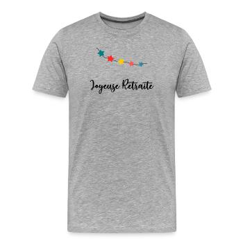 RETRAITE. RETRAITE. RETRAITEE. RETRAITE - T-shirt bio Premium Homme - gris chiné - Devant - Damien (186cm)