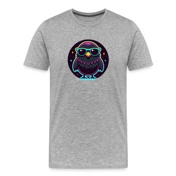 Hibou noir néon lunettes flashy - T-shirt bio Premium Homme - gris chiné - Devant - Damien (186cm)