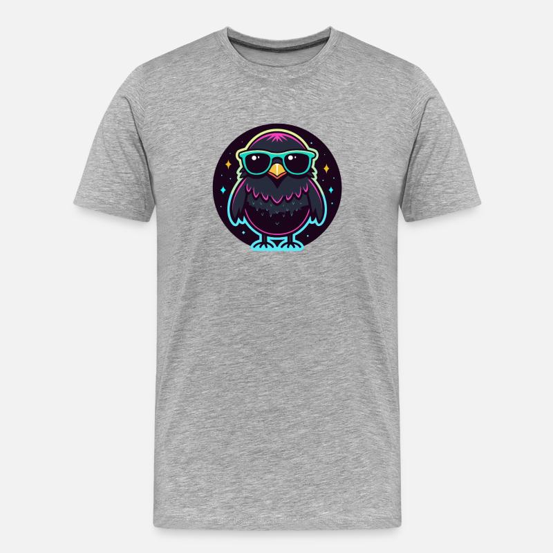 Neonschwarze Eule – auffällige Brille - Männer Premium Bio T-Shirt - Grau meliert