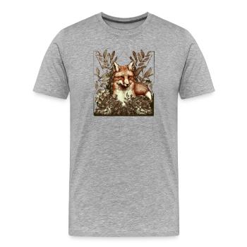 Cottagecore Fox Vintage - T-shirt bio Premium Homme - gris chiné - Devant - Damien (186cm)