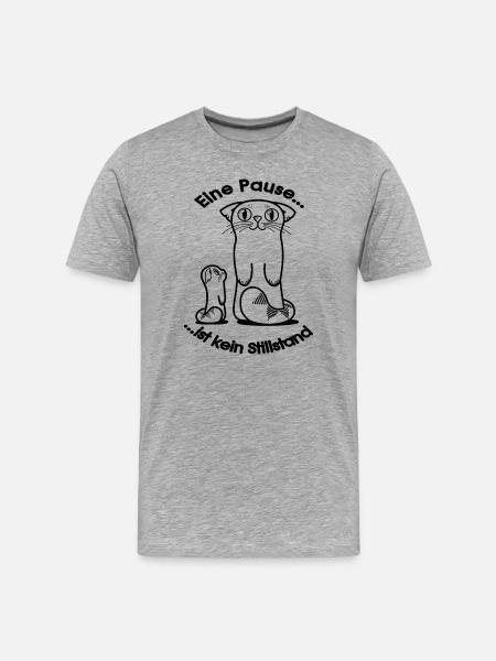 Katzen-Lineart - Männer Premium Bio T-Shirt - Grau meliert