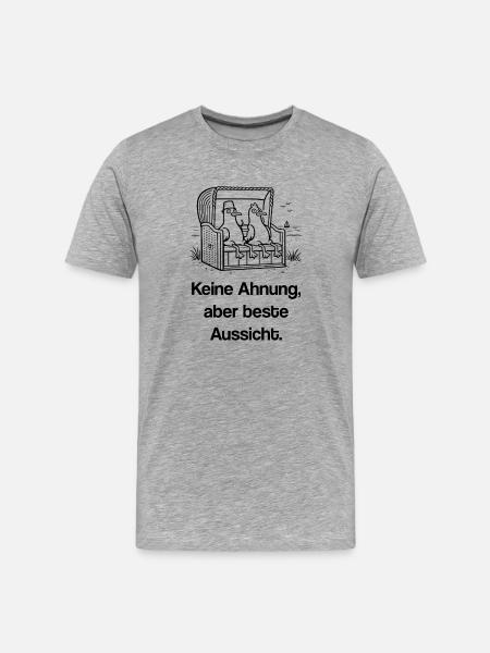 Lustige Möwen im Strandkorb - Männer Premium Bio T-Shirt - Grau meliert