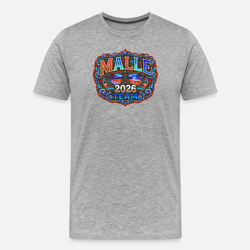 Malle 2026 Mallorca Urlaub - Männer Premium Bio T-Shirt - Grau meliert